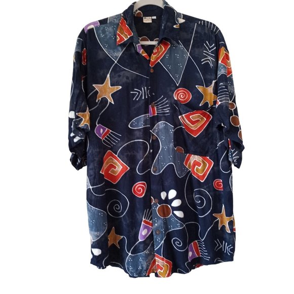 Island Man Other - Hawaiian Shirt Island Man Whimsical Blue Abstract Geometric L